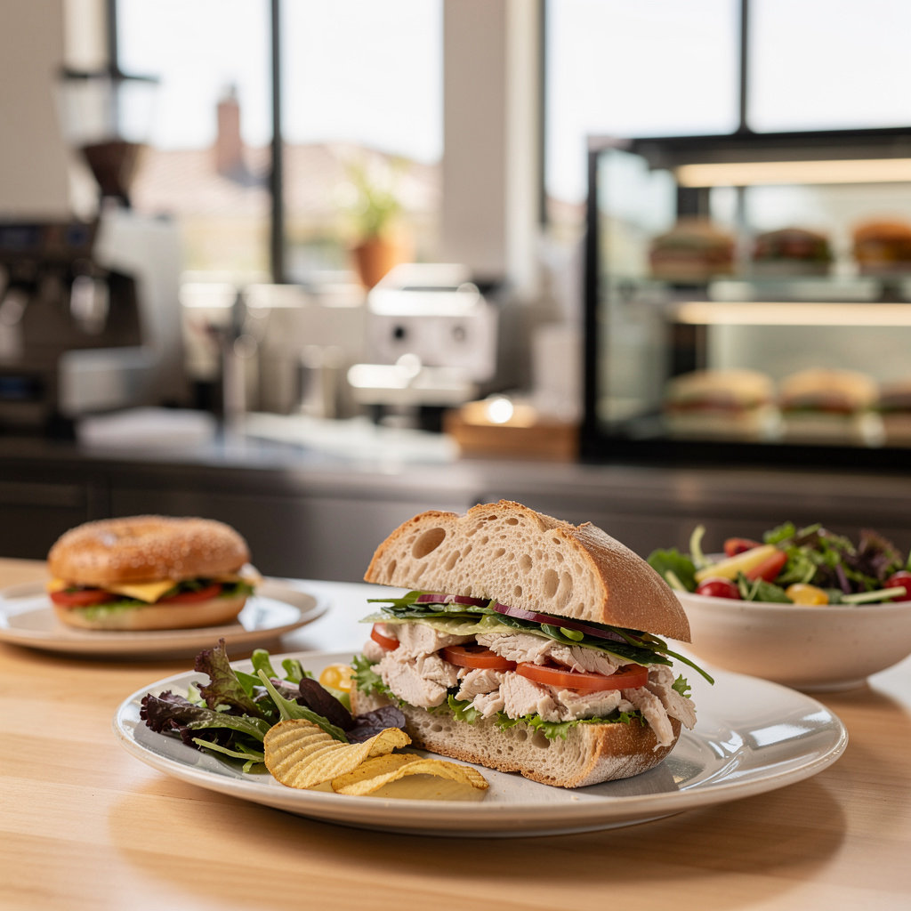 101 Deli popular menu items including chicken salad sandwich and breakfast bagel in Santa Barbara